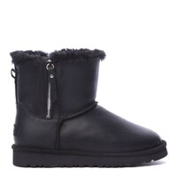 Mens Classic Mini Double Zip Metallic Black