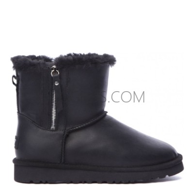 Mens Classic Mini Double Zip Metallic Black