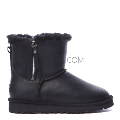 Mens Classic Mini Double Zip Metallic Black