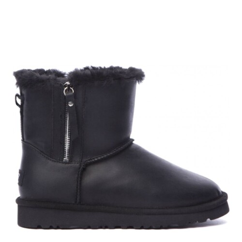 Mens Classic Mini Double Zip Metallic Black
