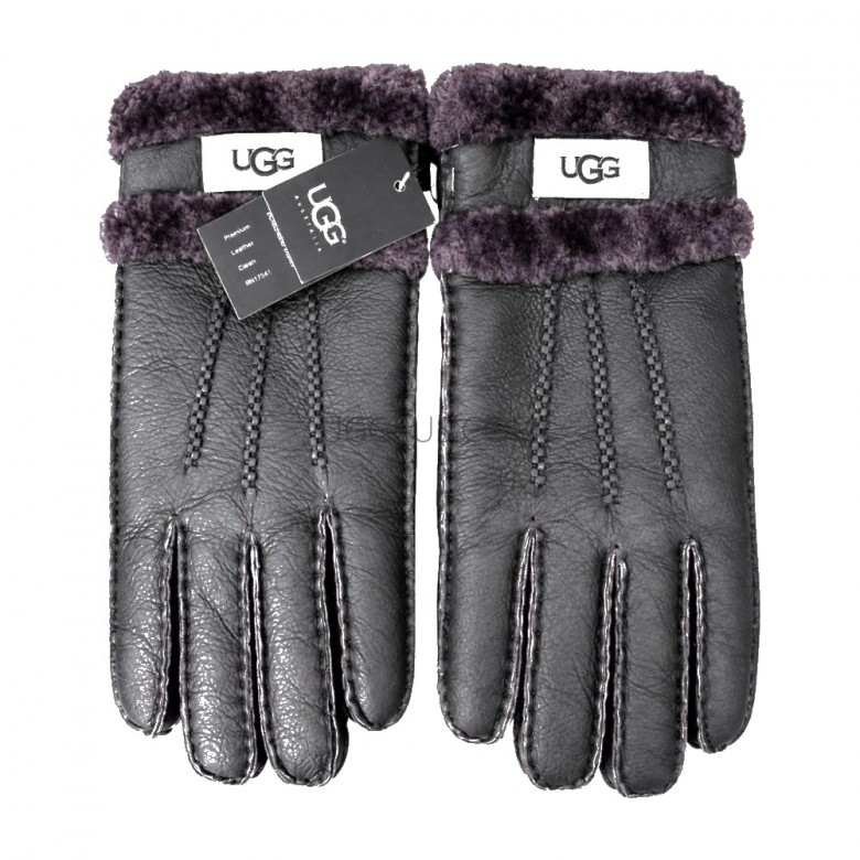 Перчатки UGG кожаные Dark Grey