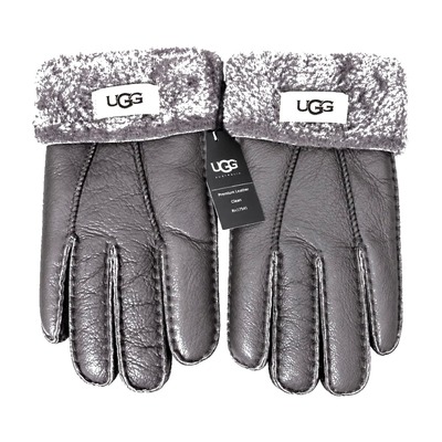 Перчатки UGG кожаные Grey Fur