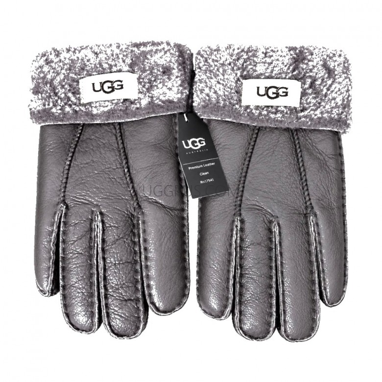 Перчатки UGG кожаные Grey Fur