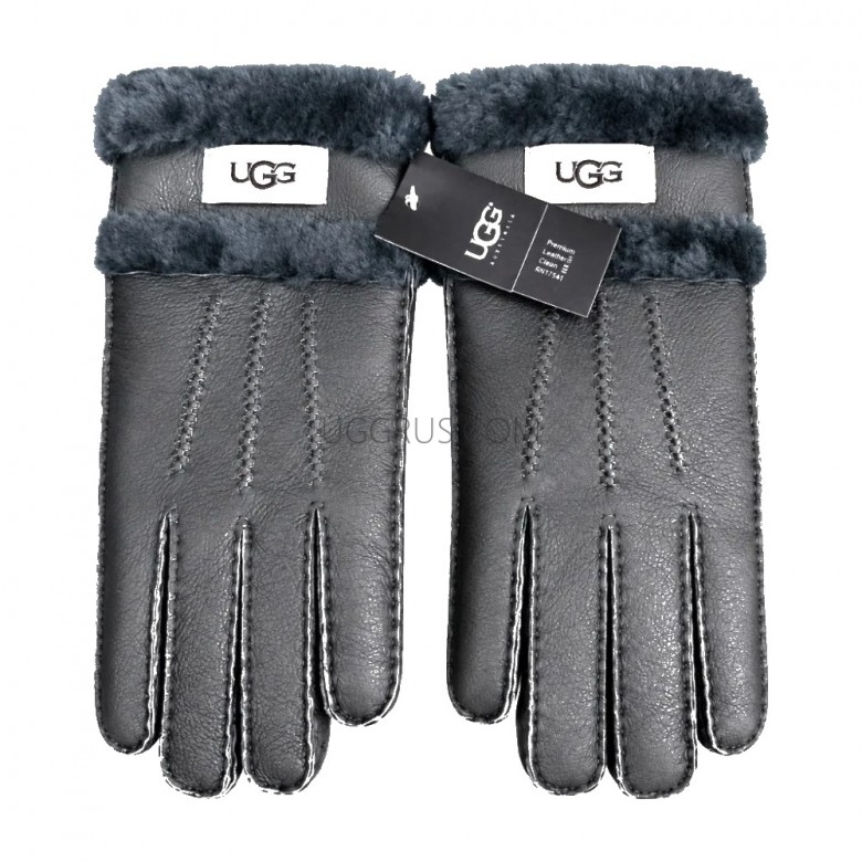 Перчатки UGG кожаные Grey Slate