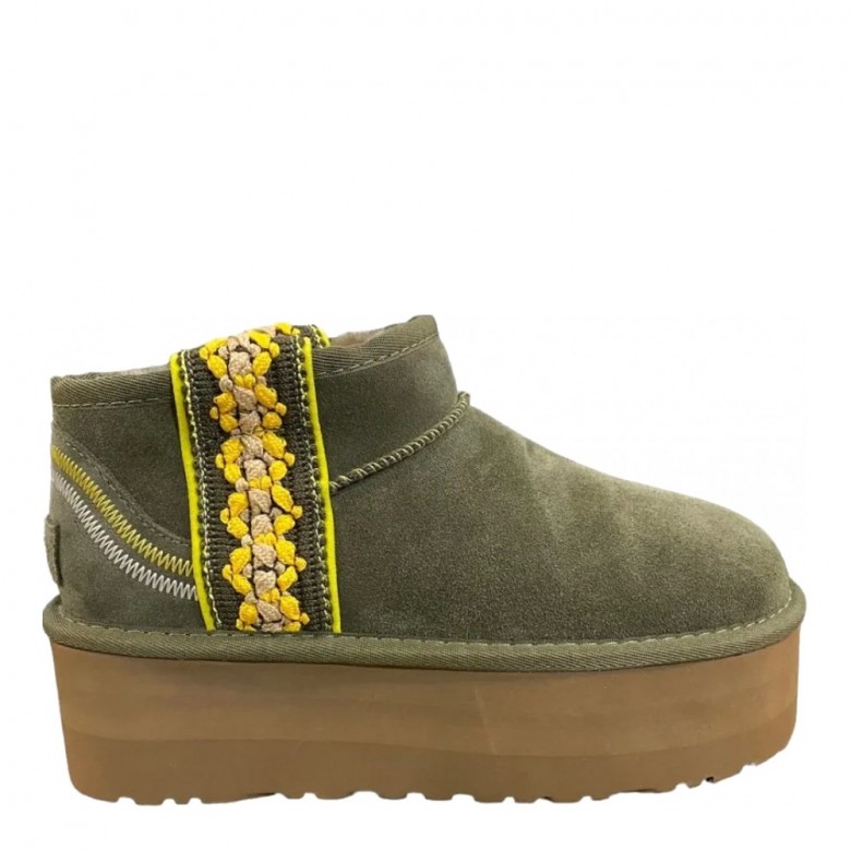 UGG Classic Ultra Mini Braid Platform Olive
