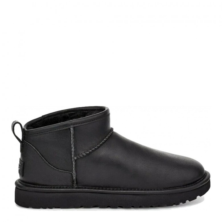 UGG Mens Classic Ultra Mini Black Leather