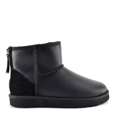 Mens Classic Mini Zip Leather Black