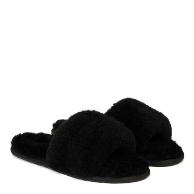 Fluff Slide Slippers Black