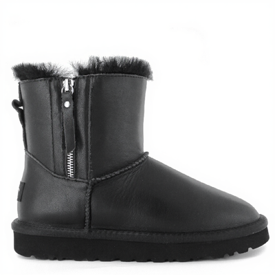 Mens Classic Mini Double Zip Metallic Black