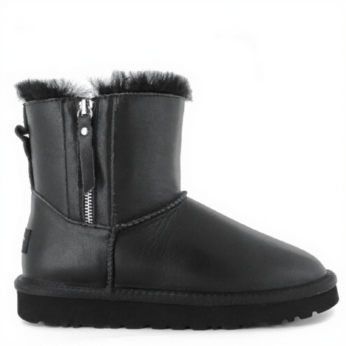Mens Classic Mini Double Zip Metallic Black